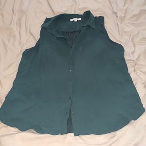 Loft green sleeveless collared shirt
